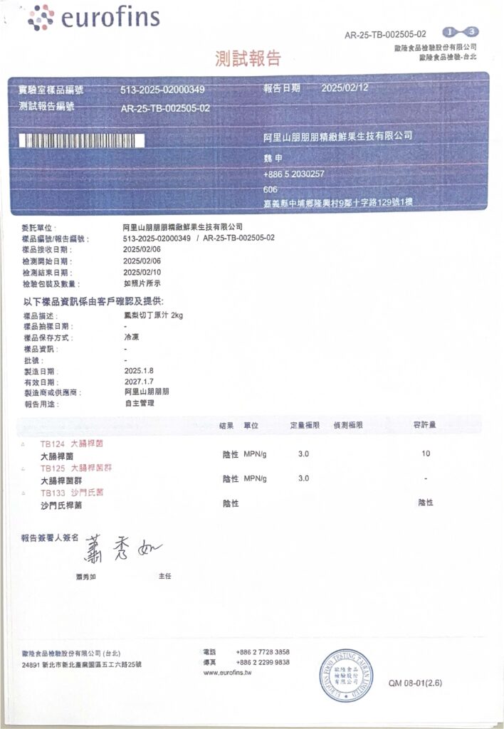 2025鳳丁檢驗報告